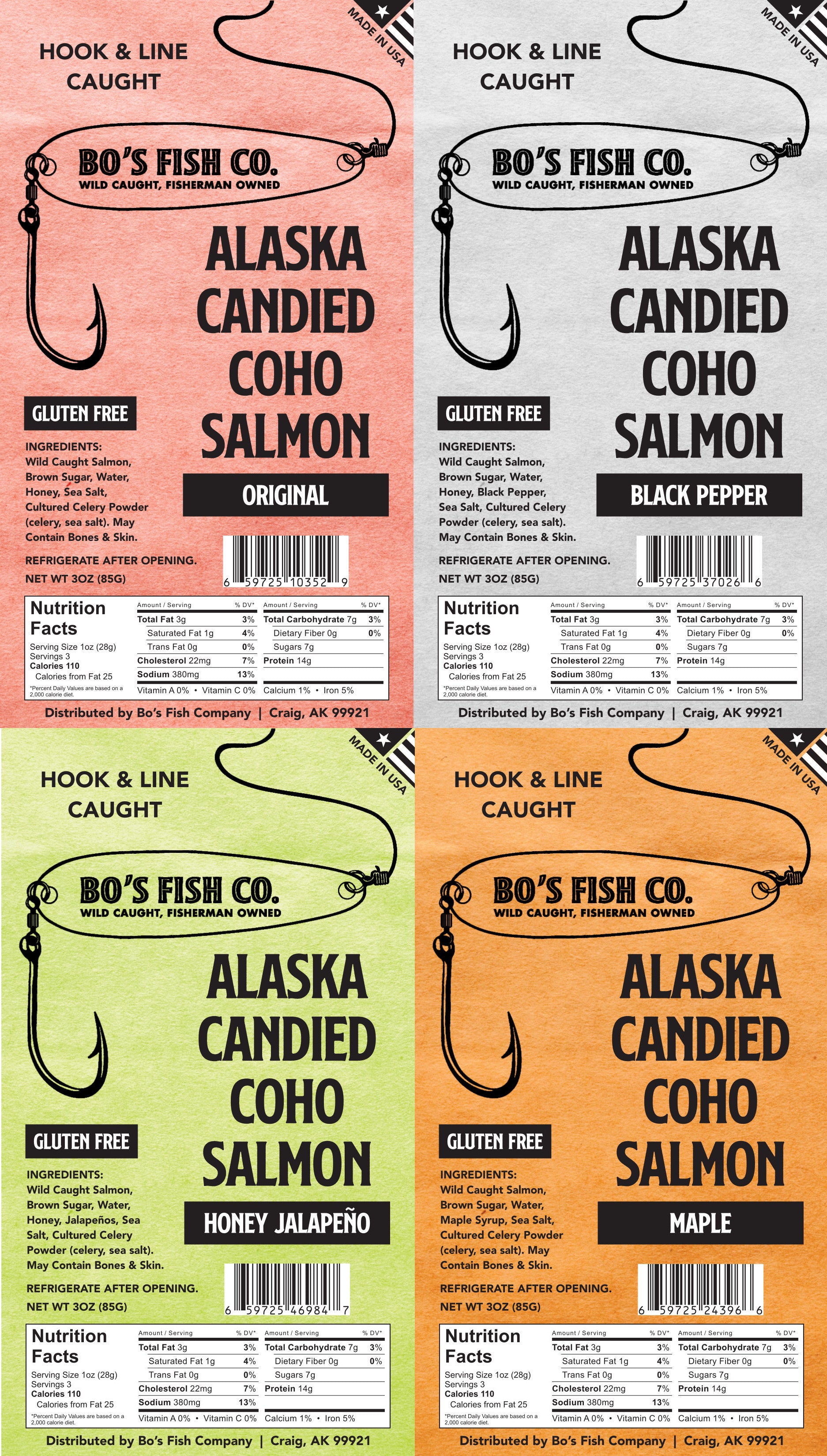 Coho Salmon Jerky Variety Pack (4 Count)