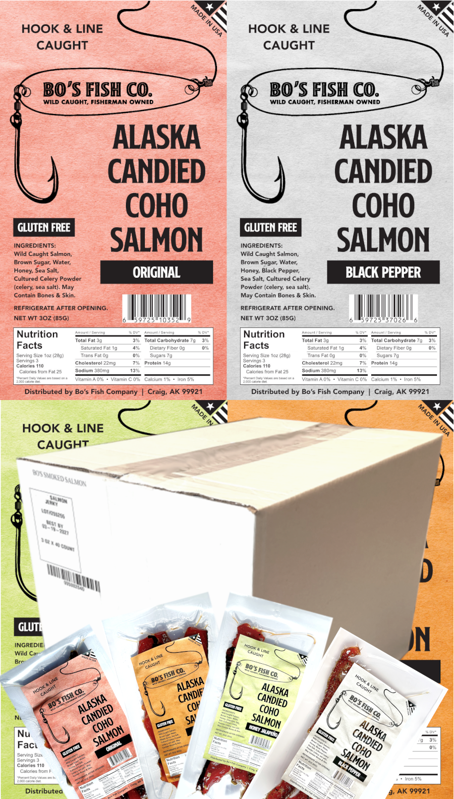 Coho Salmon Jerky Bulk Pack (40 Count)