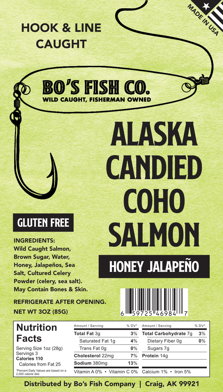 Honey Jalapeño Coho Candied Salmon Jerky