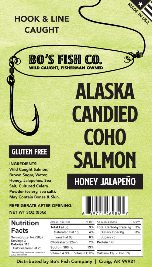 Honey Jalapeño Coho Candied Salmon Jerky