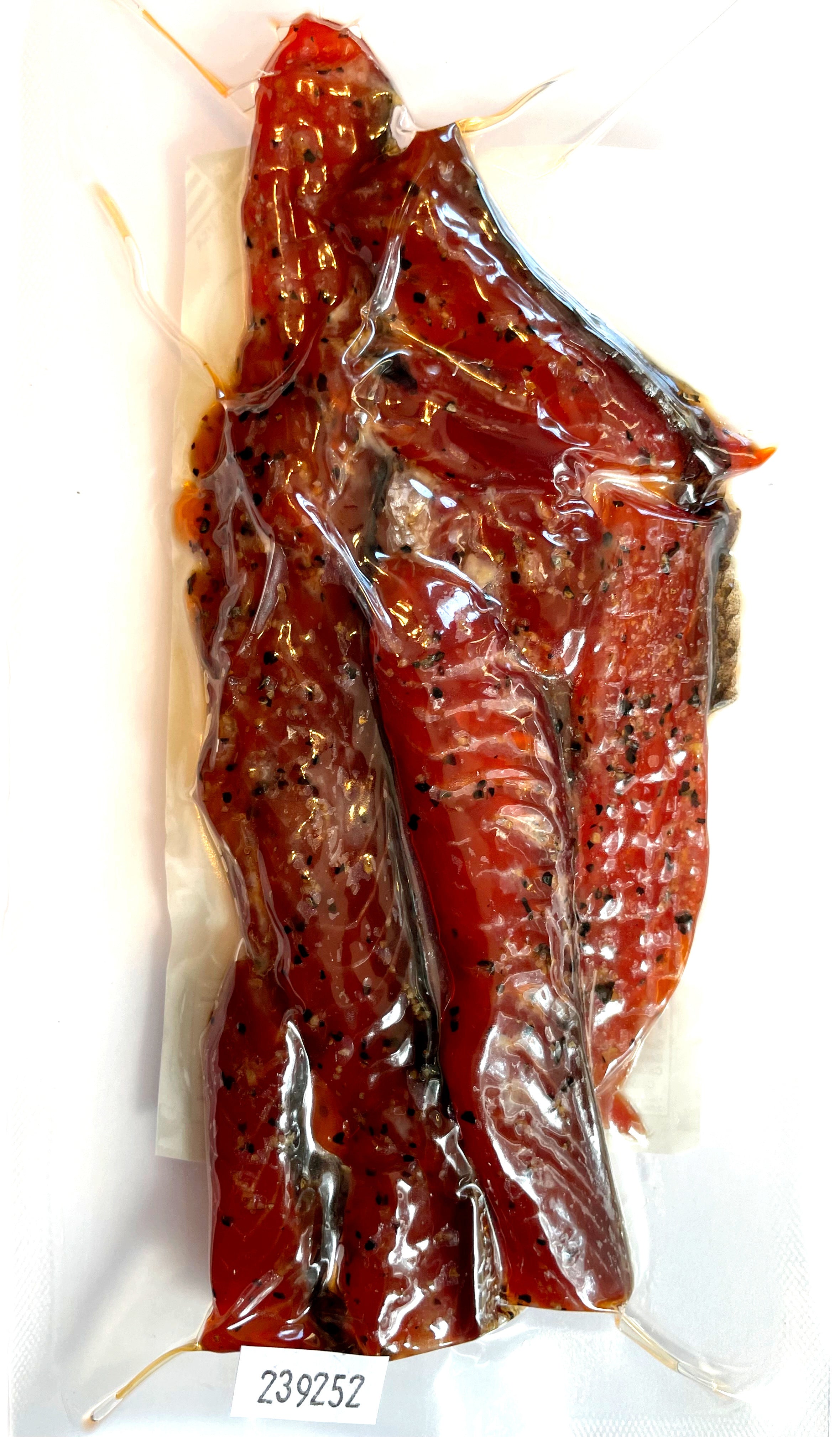 Black Pepper Candied Coho Salmon Jerky