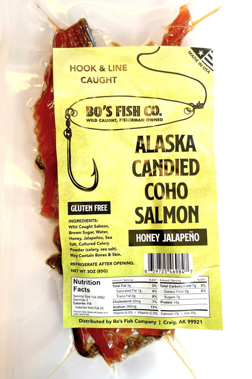 Honey Jalapeño Coho Candied Salmon Jerky