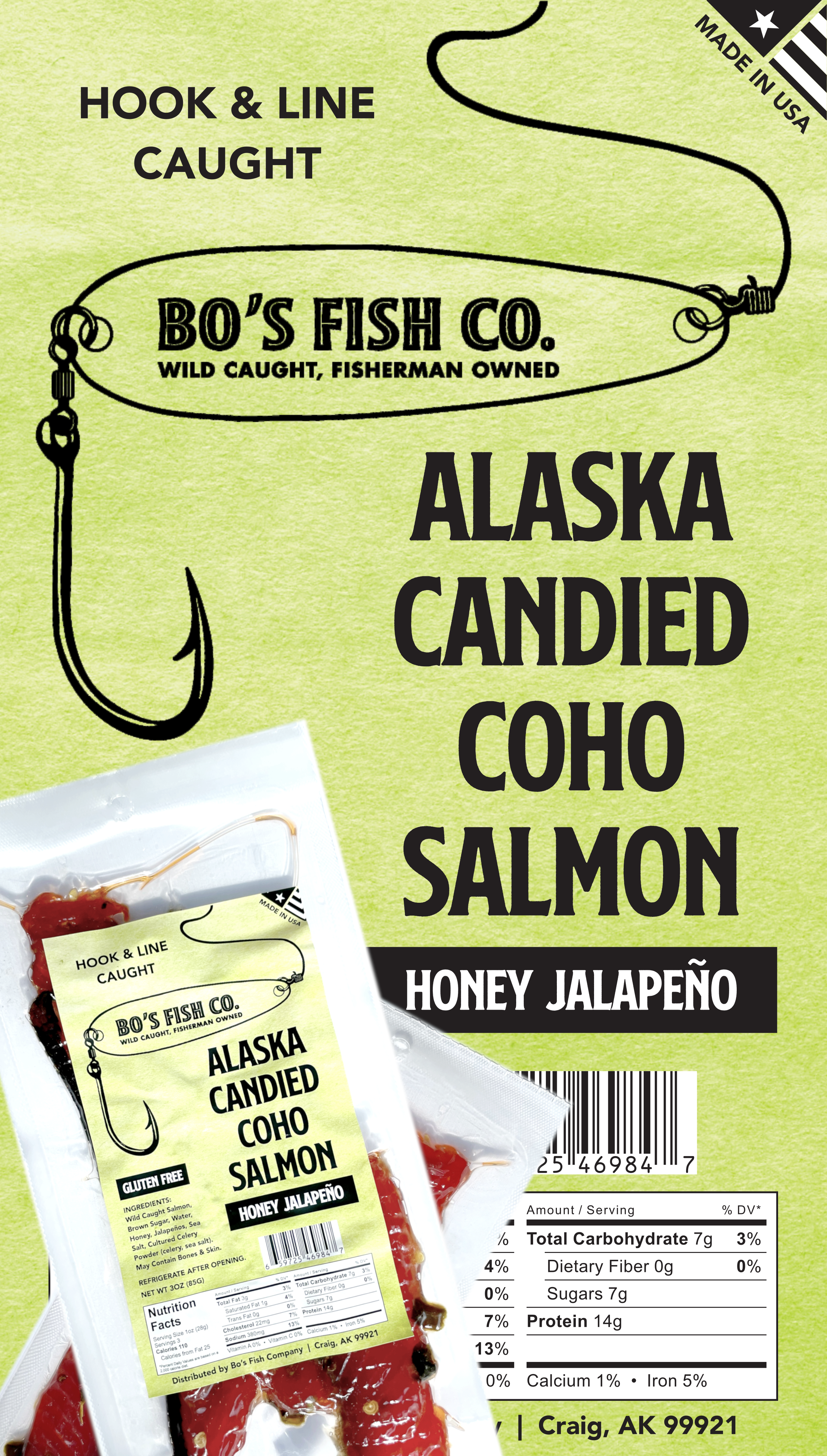 Honey Jalapeño Coho Candied Salmon Jerky