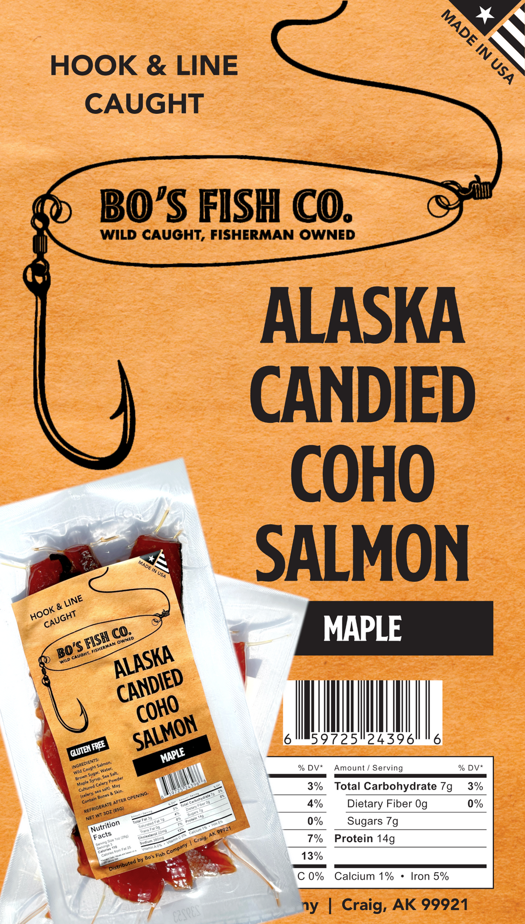 Maple Coho Candied Salmon Jerky