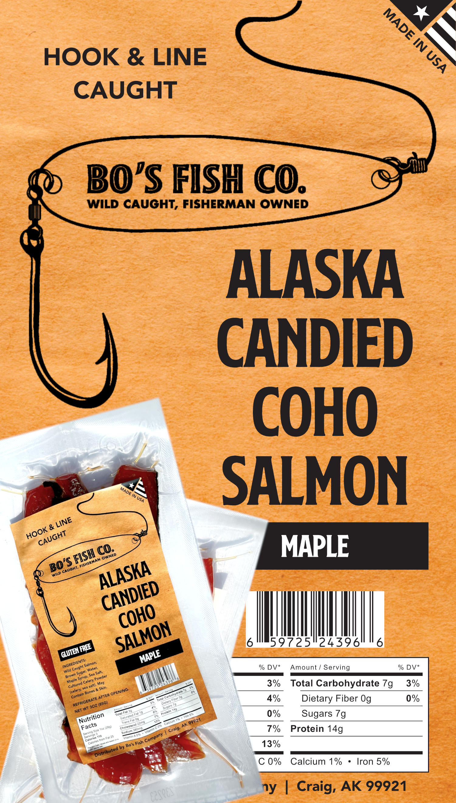 Maple Coho Candied Salmon Jerky