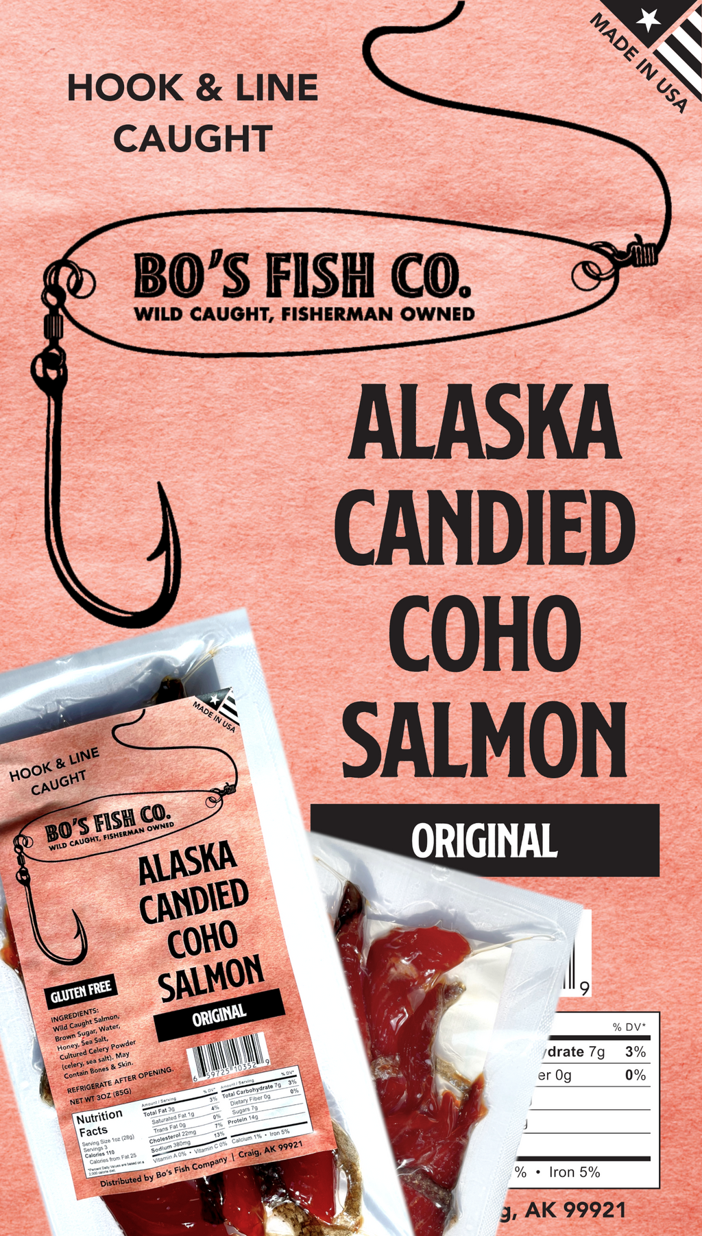 Original Flavor Coho Candied Salmon Jerky