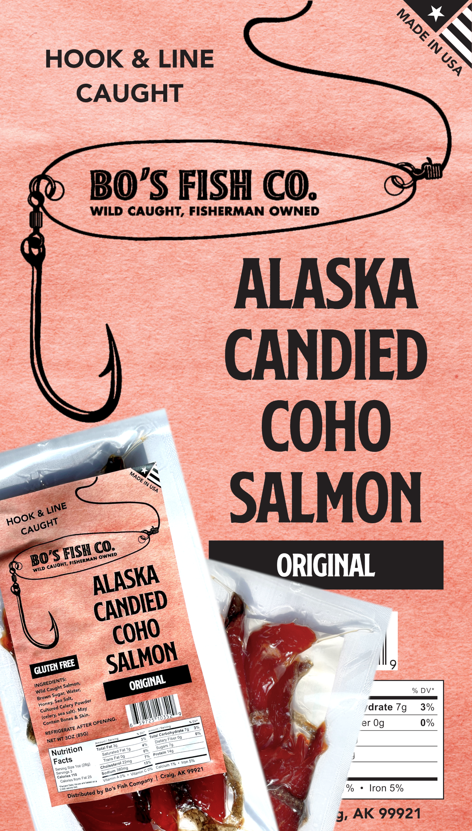 Original Flavor Coho Candied Salmon Jerky